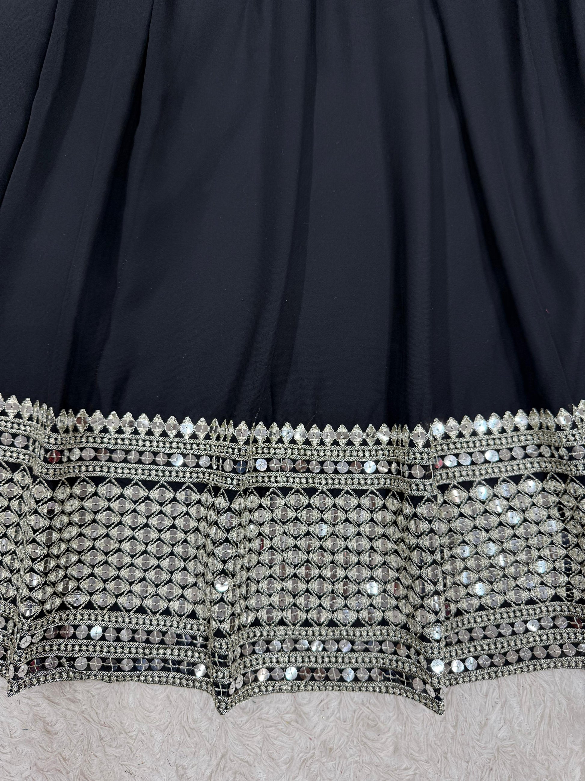 * Royal Black Traditional Lehenga with Dupatta