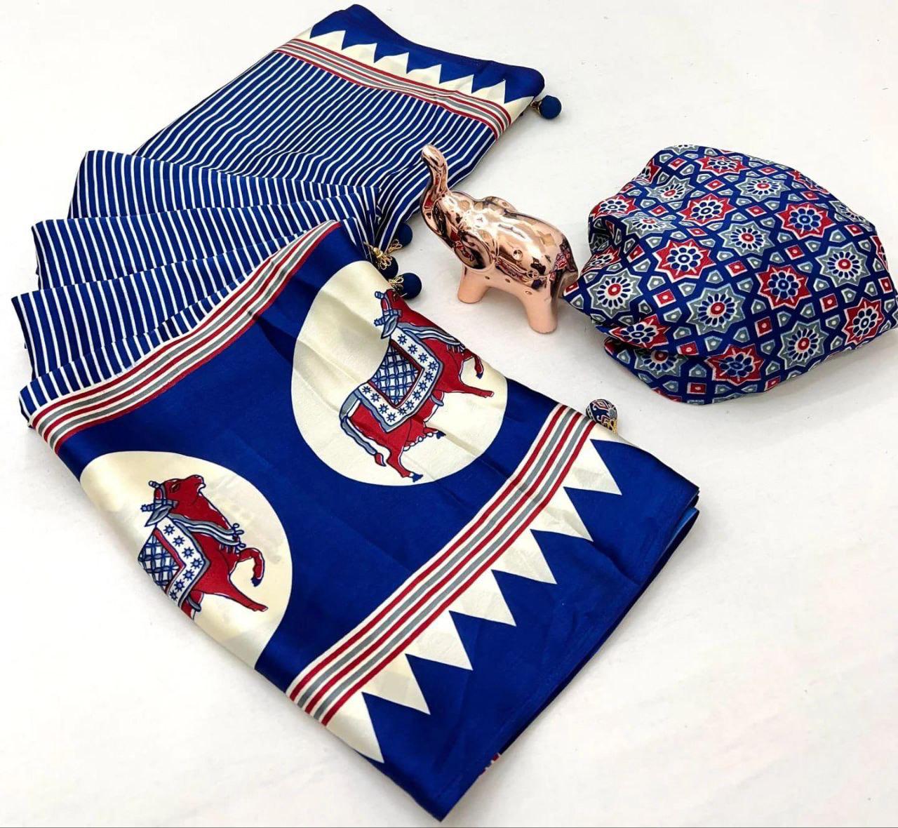 KAMDHENU JAPAN SATIN SILK SAREE