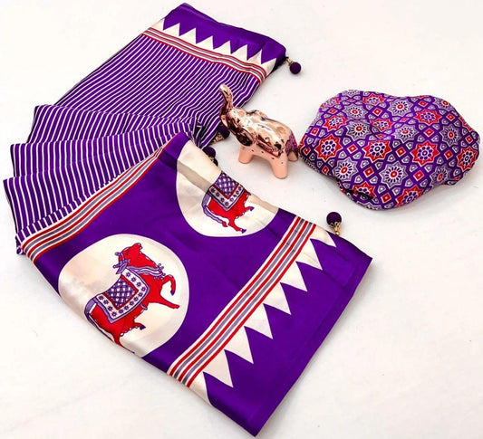 KAMDHENU JAPAN SATIN SILK SAREE