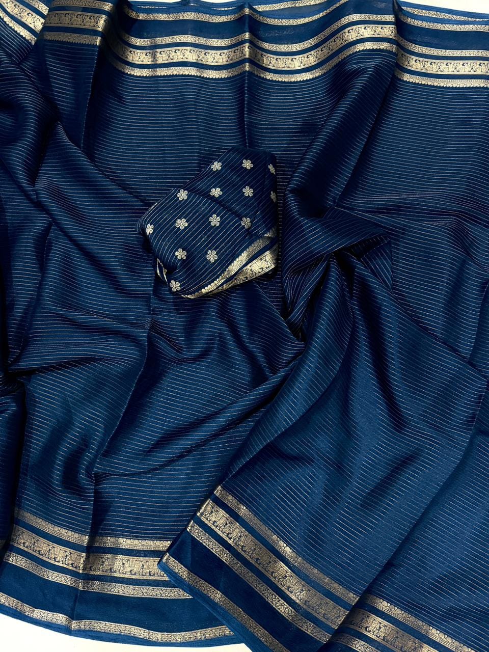 Elegant  Silk Saree with Golden Zari Border  Self Design and Premium Creap Silk