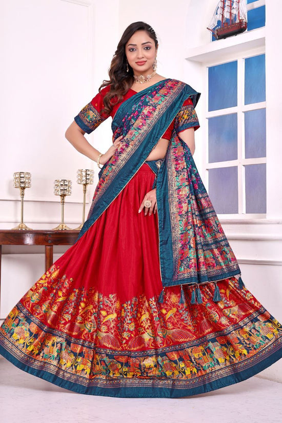 Elegant  Traditional Lehenga with Rich Floral and Peacock Print Dupatta