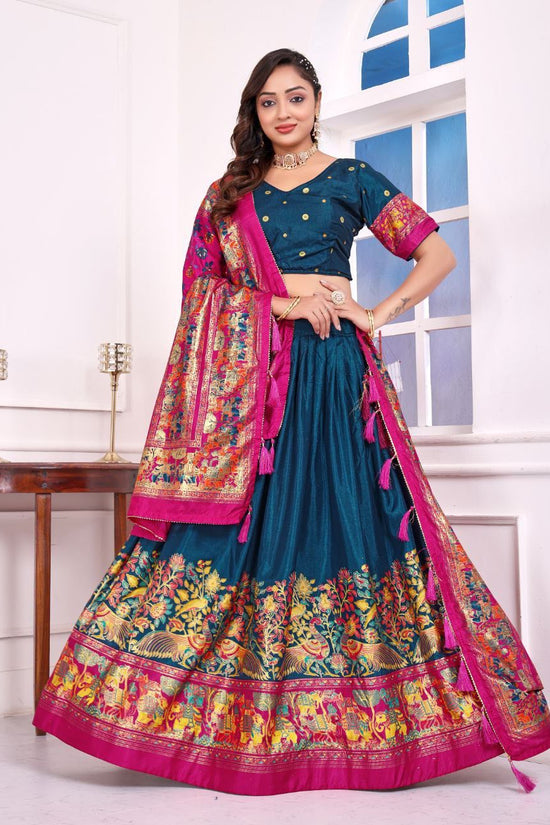 Elegant  Traditional Lehenga with Rich Floral and Peacock Print Dupatta