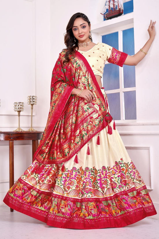 Elegant  Traditional Lehenga with Rich Floral and Peacock Print Dupatta