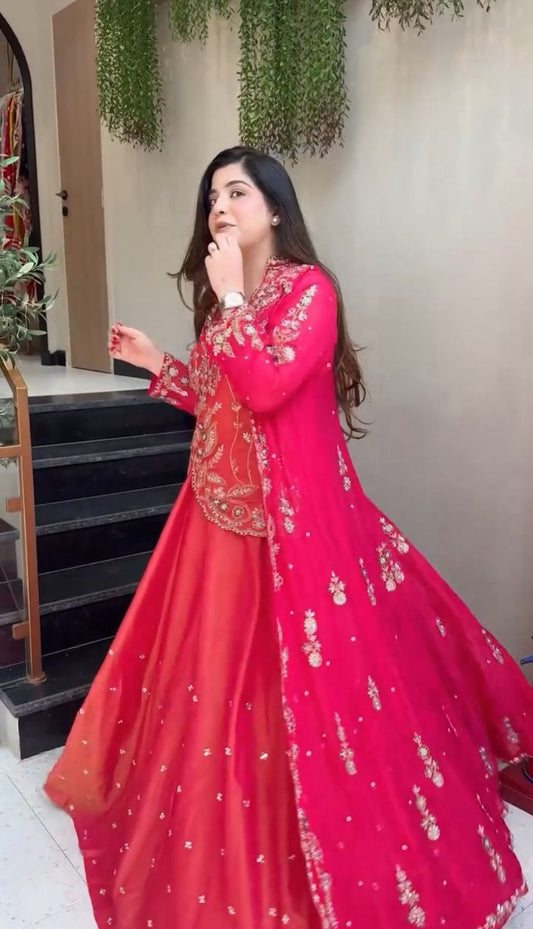 Classic Festive Look:  Lehenga Choli with Designer Shrug”