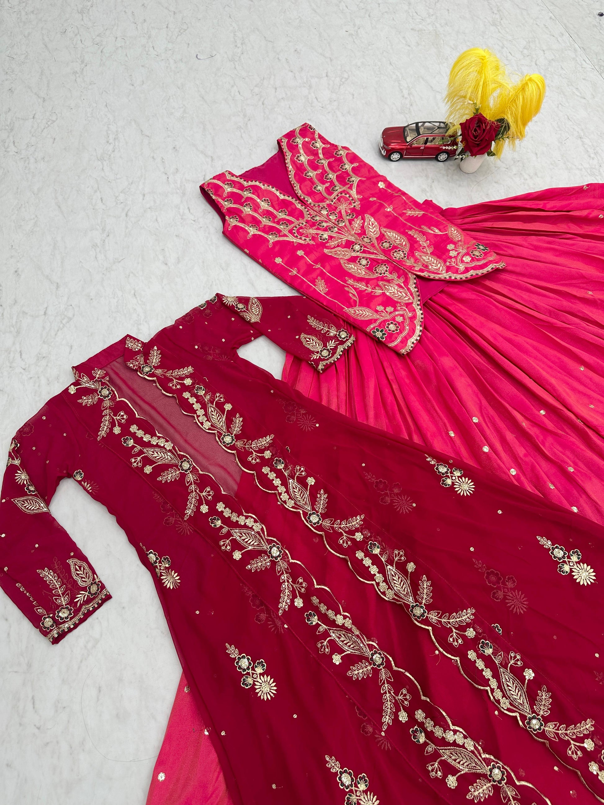 Classic Festive Look:  Lehenga Choli with Designer Shrug”