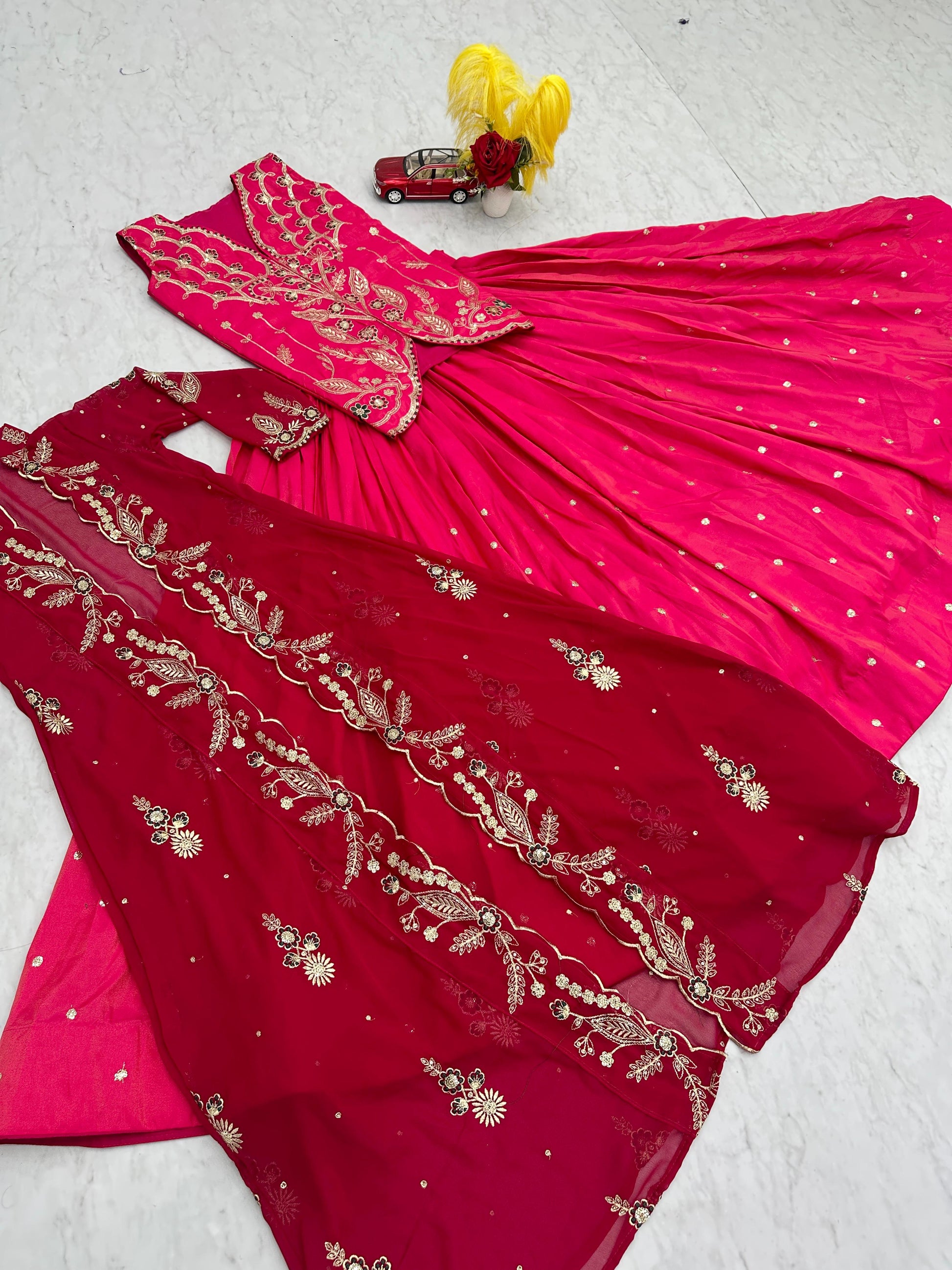 Classic Festive Look:  Lehenga Choli with Designer Shrug”