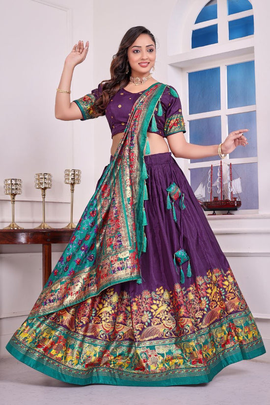 Elegant  Traditional Lehenga with Rich Floral and Peacock Print Dupatta