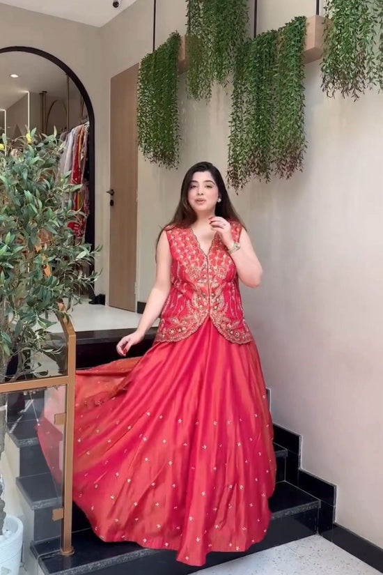 Classic Festive Look:  Lehenga Choli with Designer Shrug”