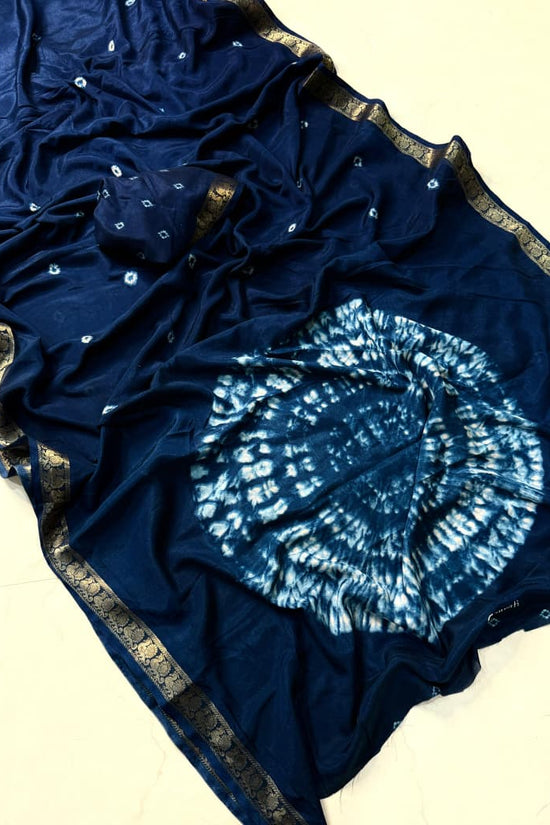 “Traditional Bandhani Saree in Deep colour