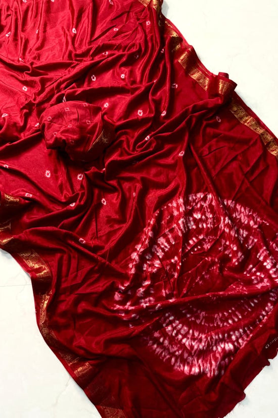 “Traditional Bandhani Saree in Deep colour