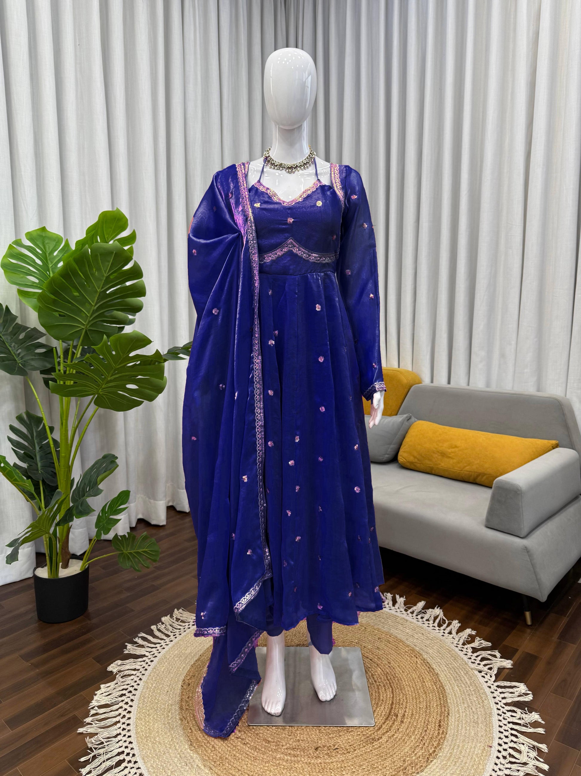 Elegance in Purple anarkali gown set