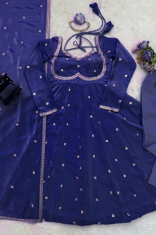 Elegance in Purple anarkali gown set