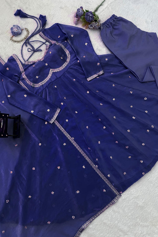 Elegance in Purple anarkali gown set