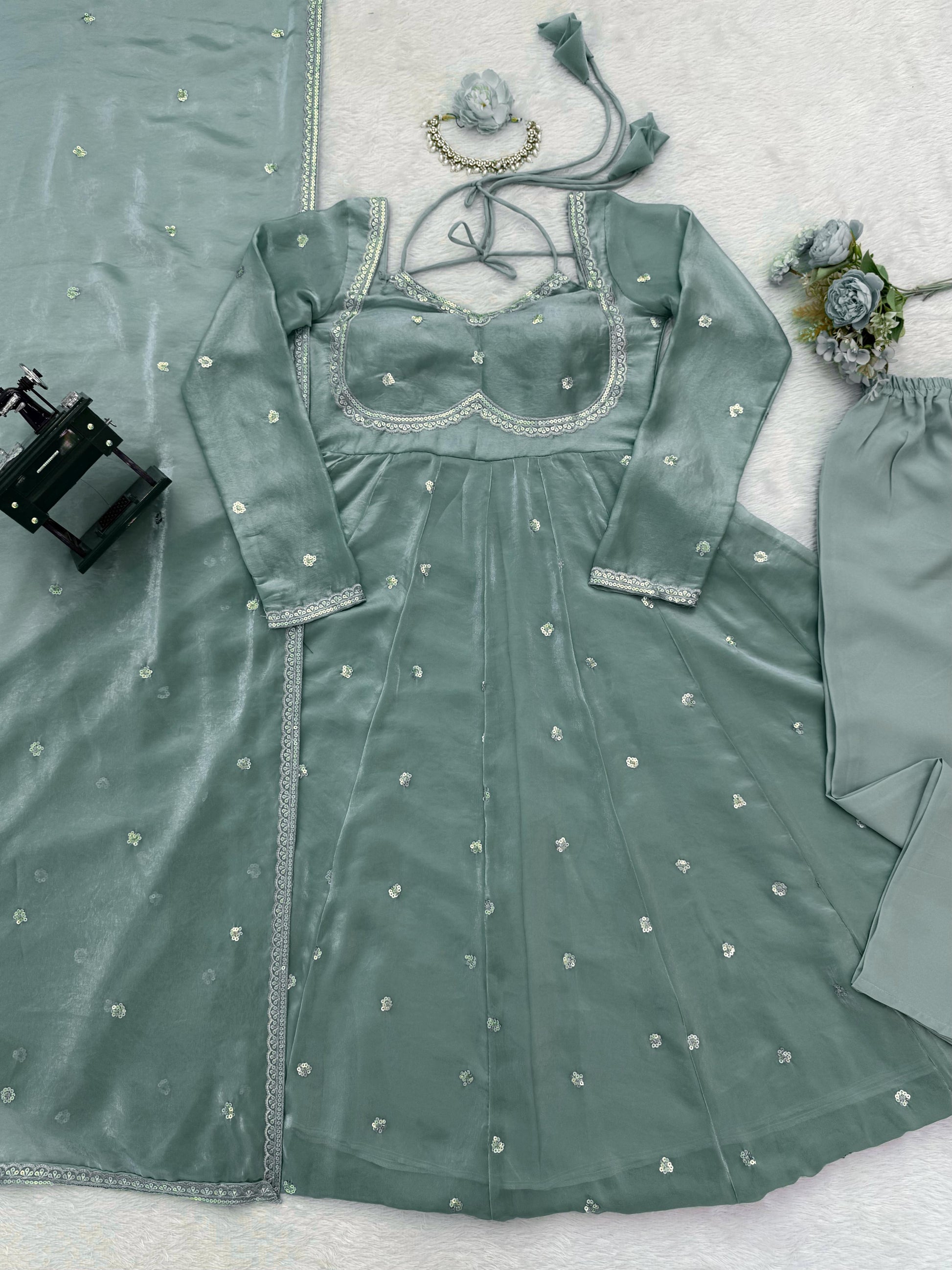 Elegance in Purple anarkali gown set