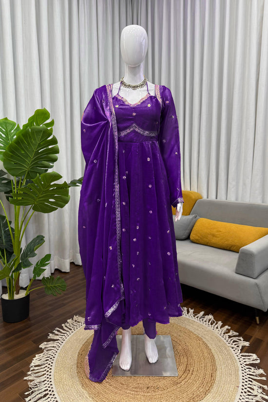 Elegance in Purple anarkali gown set