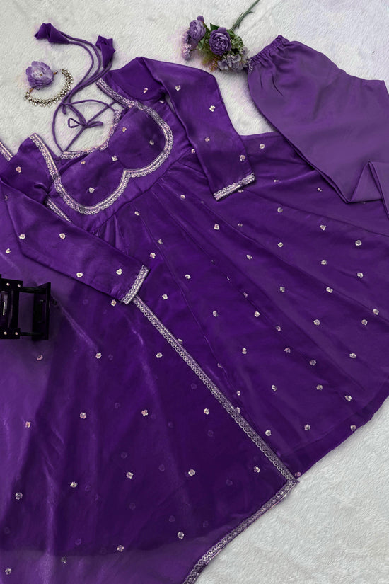 Elegance in Purple anarkali gown set