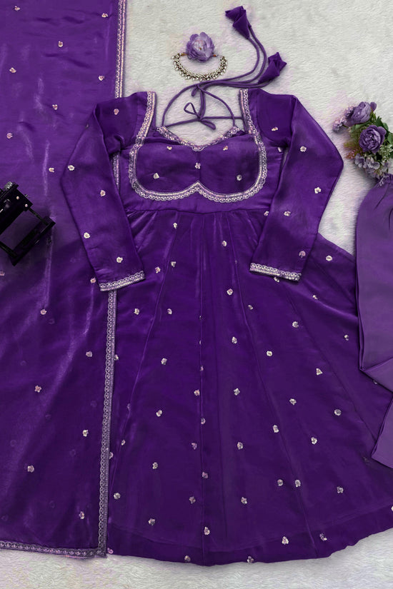 Elegance in Purple anarkali gown set