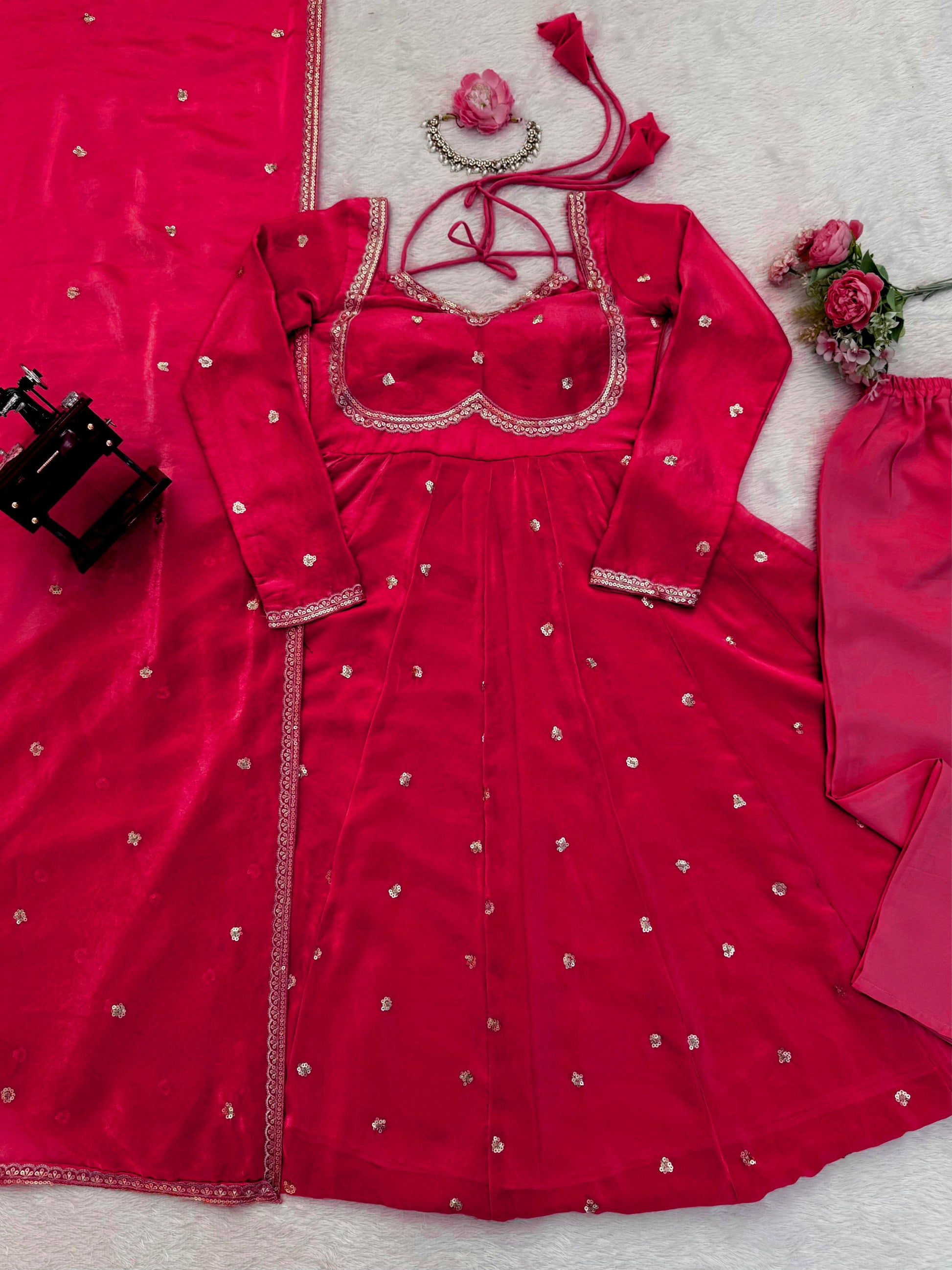 Elegance in Purple anarkali gown set