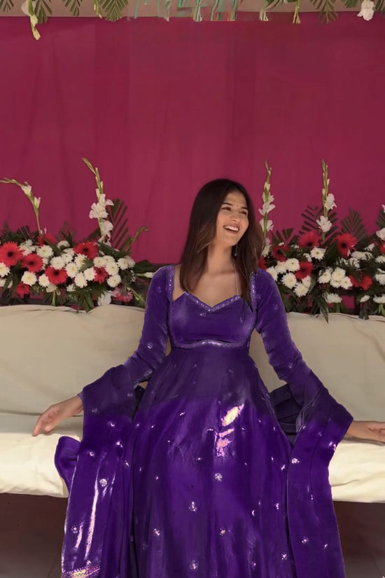 Elegance in Purple anarkali gown set