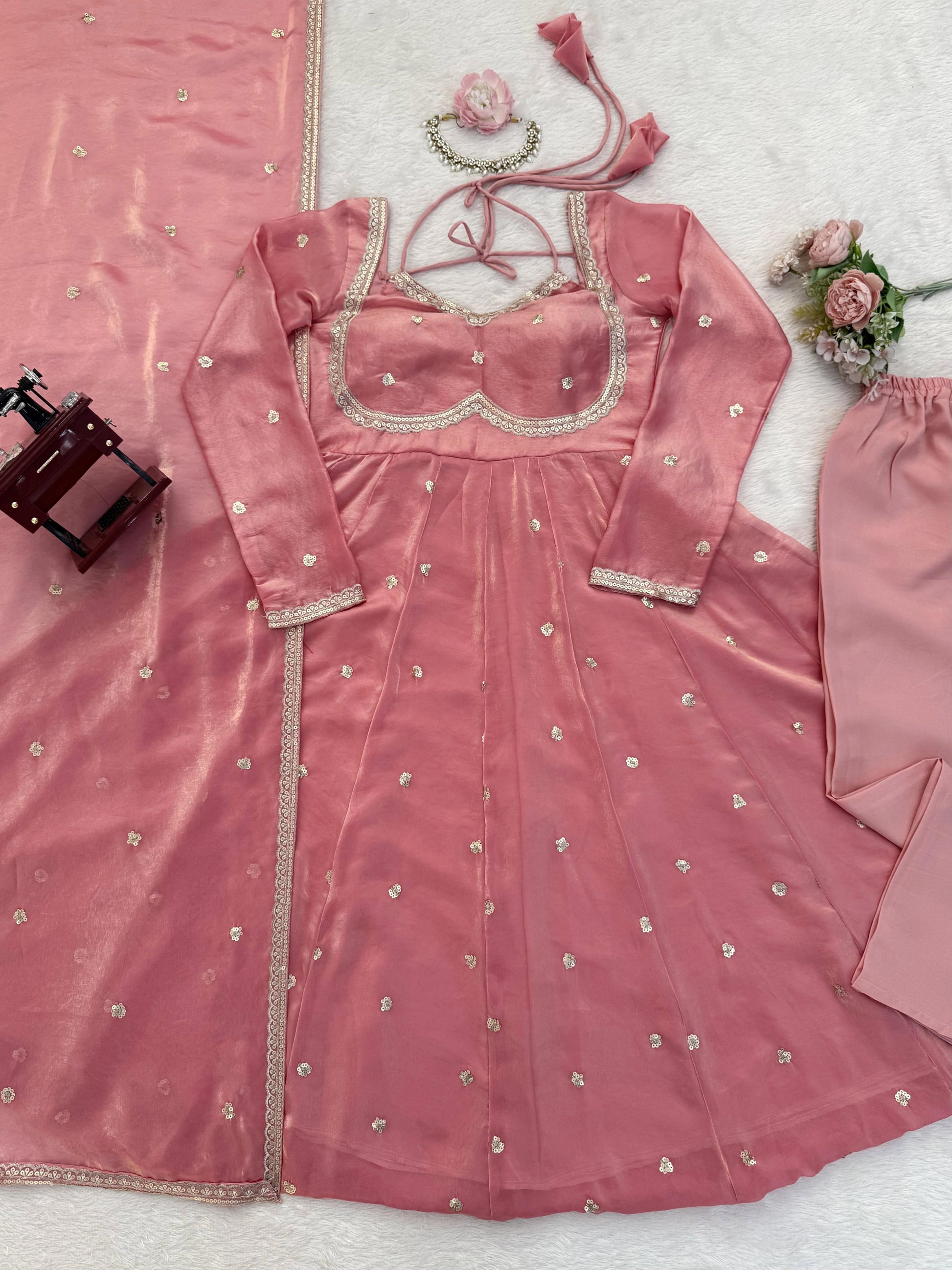 Elegance in Purple anarkali gown set