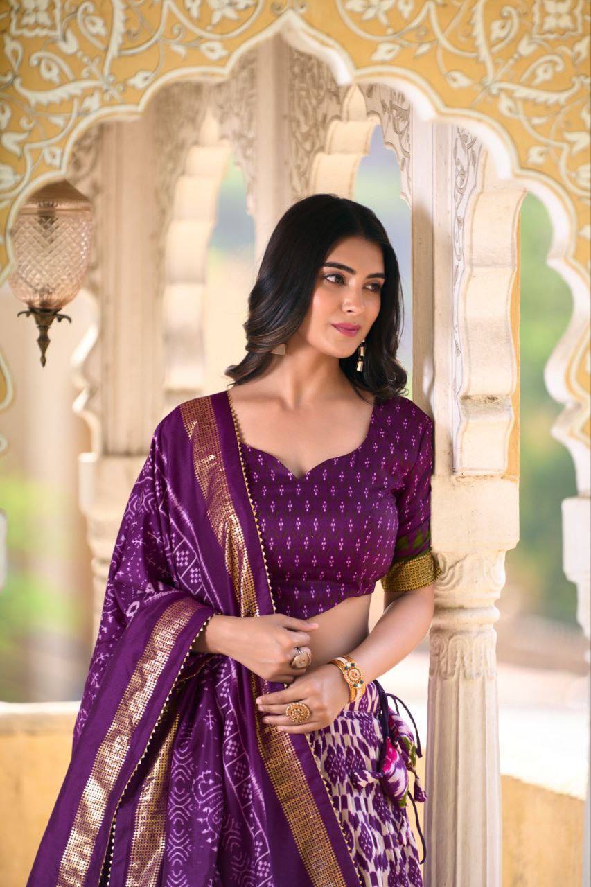 Patola print With Foil Work Lehenga Choli