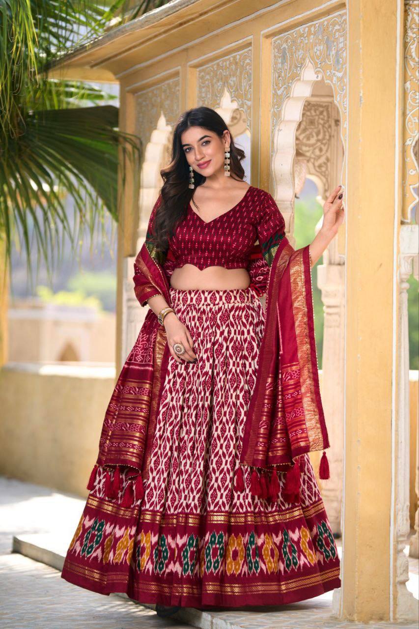 Patola print With Foil Work Lehenga Choli