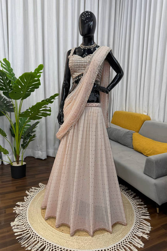 Glamorous Beige Mirror Work Reday to wear Lehengha & saree*