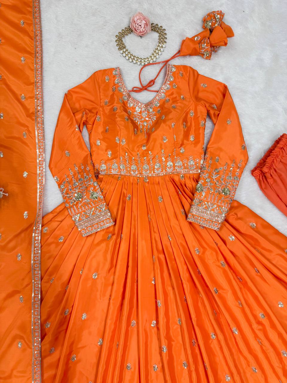 American Silk Two Pic Party & Weeding Wear Gown