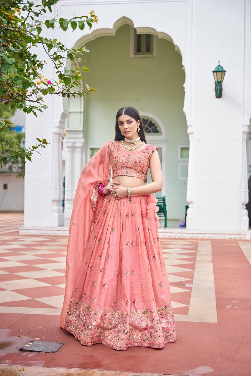 Royal Blush Pink Party Wear & Weeding Wear Lehenga Choli