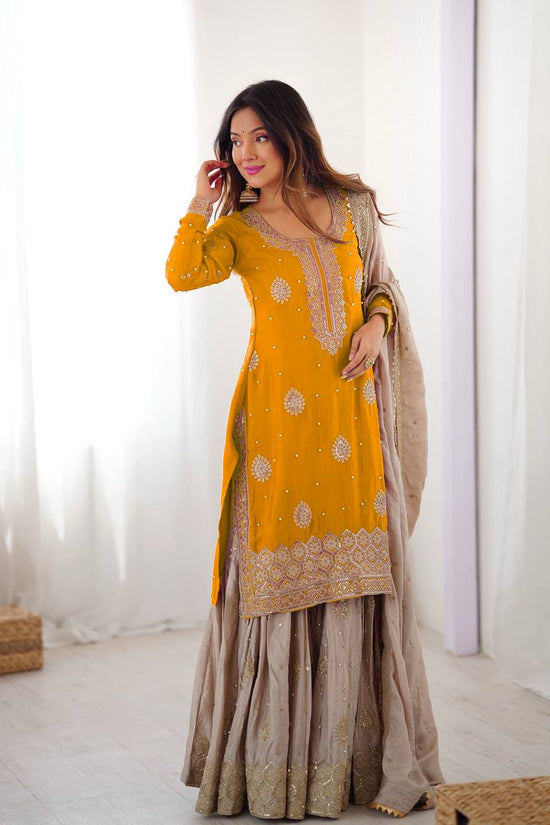 Chinon Silk  Weeding & Party & Festival Wear  Three Pic Sharara Suit