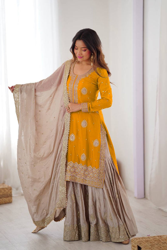 Chinon Silk  Weeding & Party & Festival Wear  Three Pic Sharara Suit