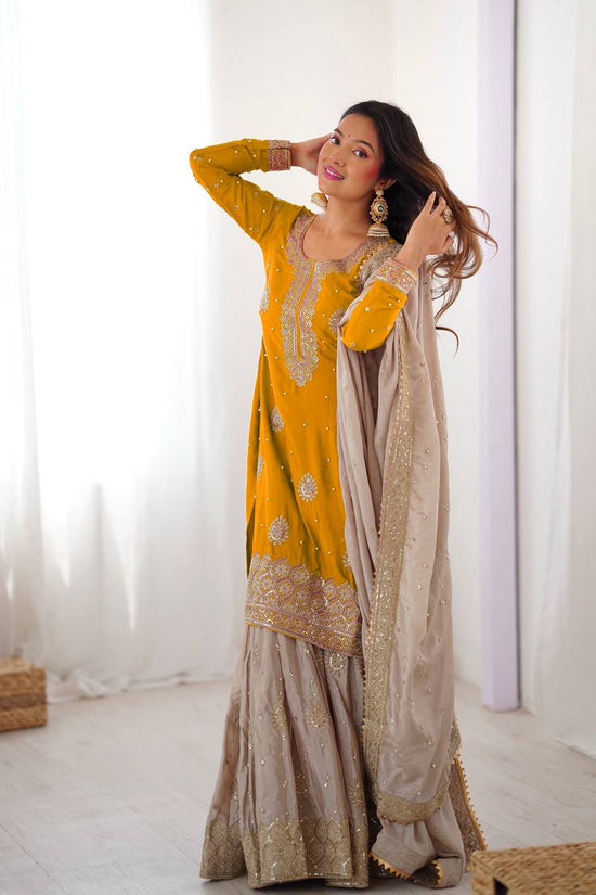Chinon Silk  Weeding & Party & Festival Wear  Three Pic Sharara Suit