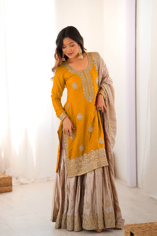 Chinon Silk  Weeding & Party & Festival Wear  Three Pic Sharara Suit