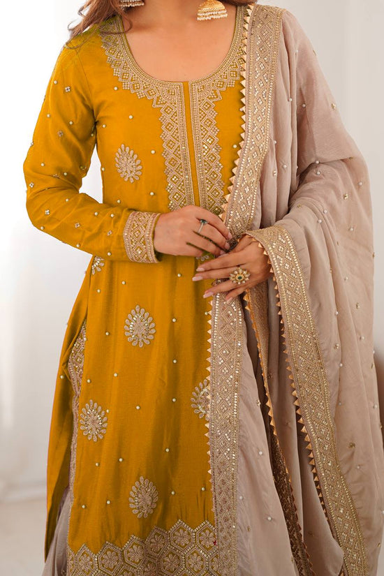 Chinon Silk  Weeding & Party & Festival Wear  Three Pic Sharara Suit
