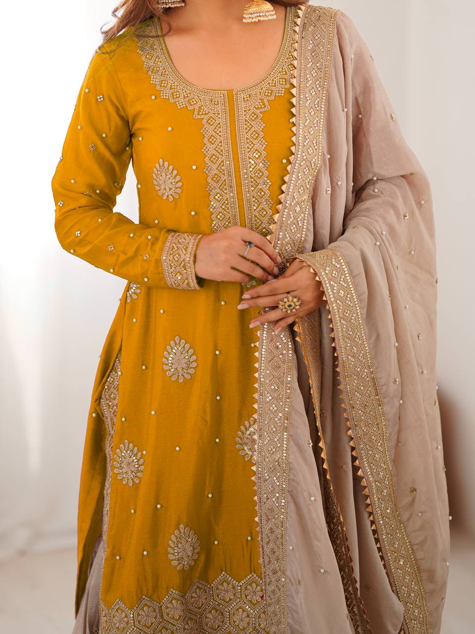 Chinon Silk  Weeding & Party & Festival Wear  Three Pic Sharara Suit