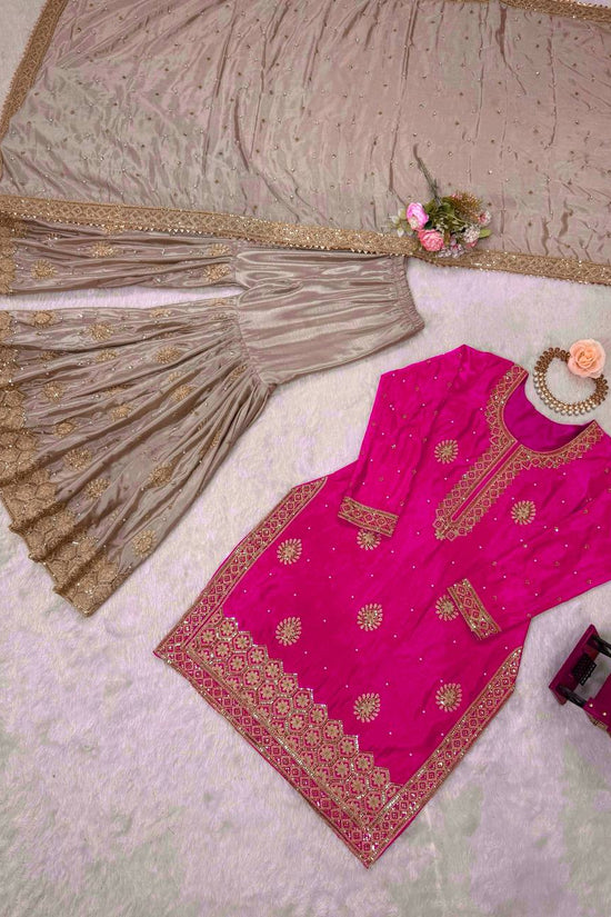 Chinon Silk  Weeding & Party & Festival Wear  Three Pic Sharara Suit