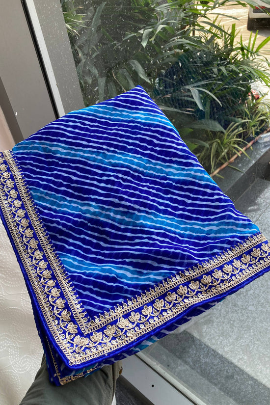 Festive Wear Leheriya Saree with Work  Designer Border and work blouse