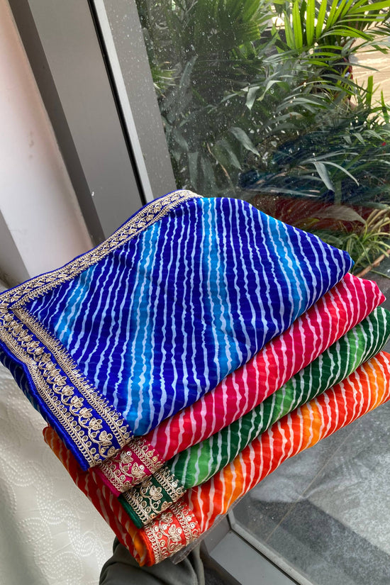 Festive Wear Leheriya Saree with Work  Designer Border and work blouse