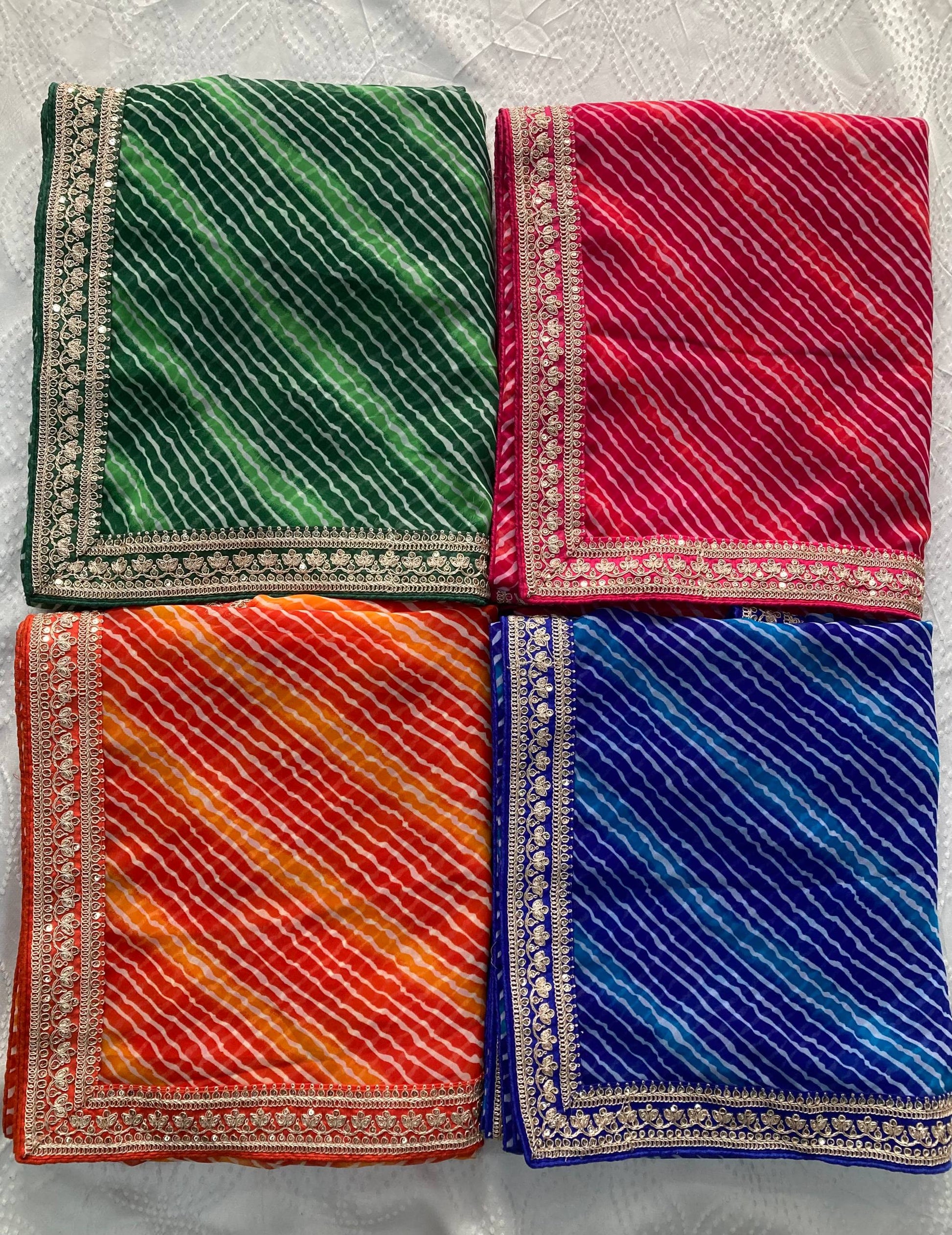 Festive Wear Leheriya Saree with Work  Designer Border and work blouse