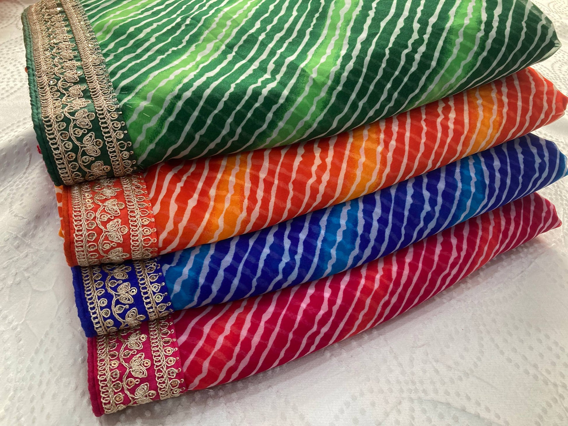 Festive Wear Leheriya Saree with Work  Designer Border and work blouse