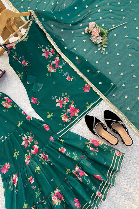 Designer Floral Plazzo Set with Matching Dupatta