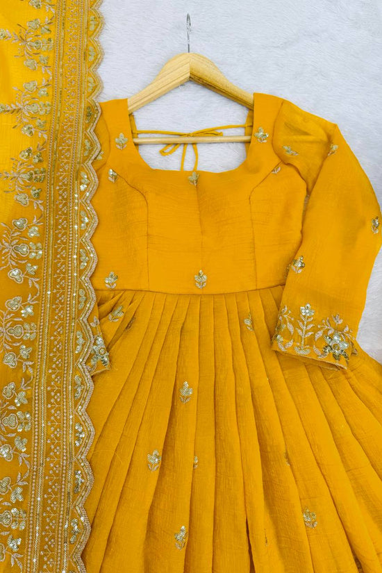 Golden Mustard Embroidered Anarkali Set