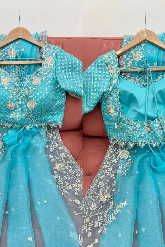 Festive Weeding Wear Orange Organza Saree with Silver Motifs