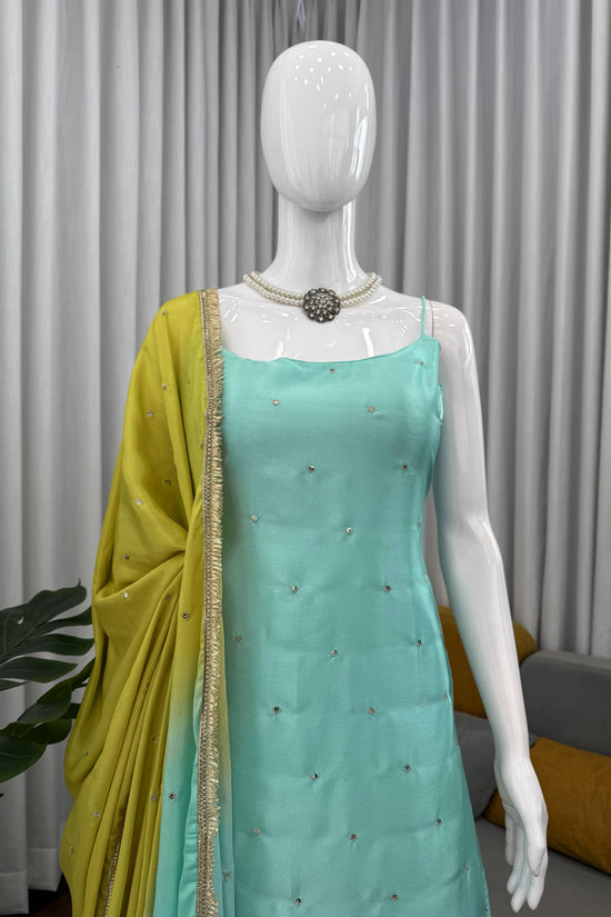 Aqua & Lime Elegance Palazzo Set