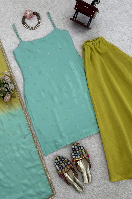 Aqua & Lime Elegance Palazzo Set