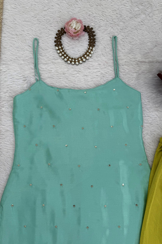 Aqua & Lime Elegance Palazzo Set