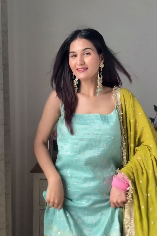 Aqua & Lime Elegance Palazzo Set