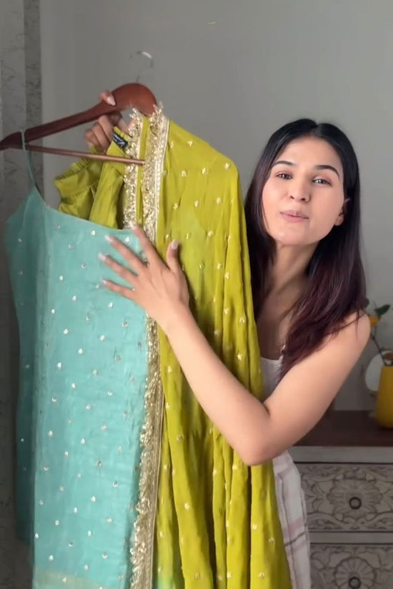 Aqua & Lime Elegance Palazzo Set