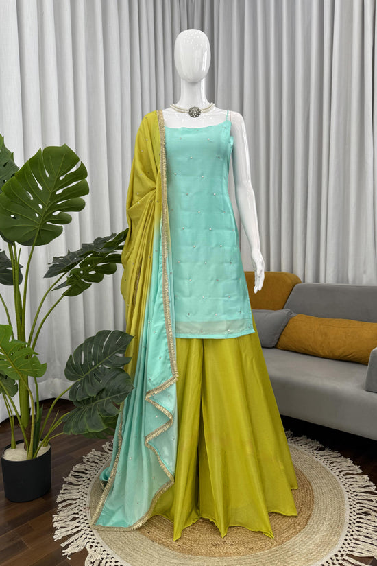Aqua & Lime Elegance Palazzo Set