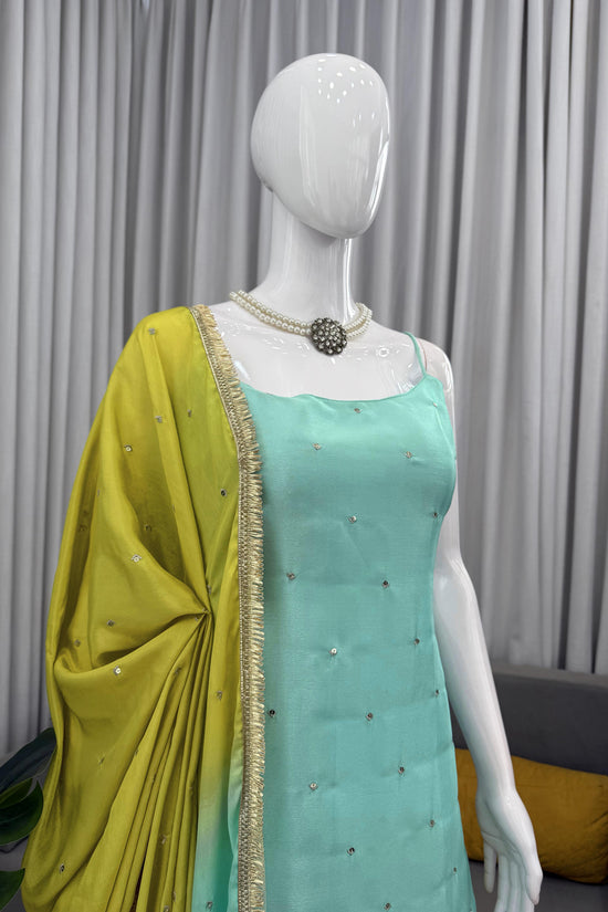 Aqua & Lime Elegance Palazzo Set